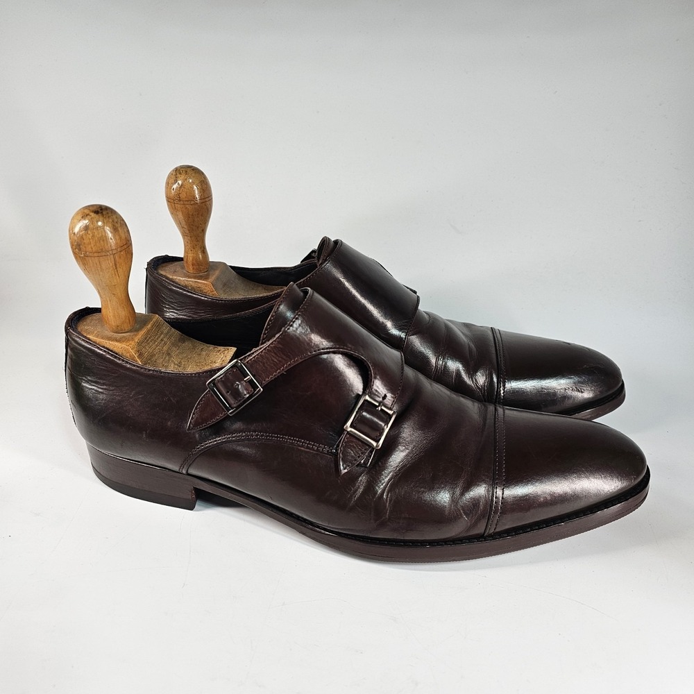Suitsupply Double Monk Strap Leather Shoes Mens 10 44 Chocolate Brown Italy